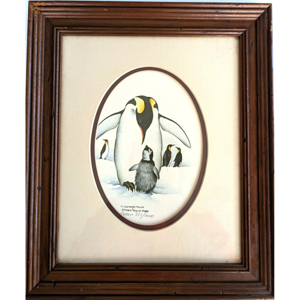 Nancy Shumaker Pallan Lithograph Ltd Edition Signed Emperor Penguins @ 1982